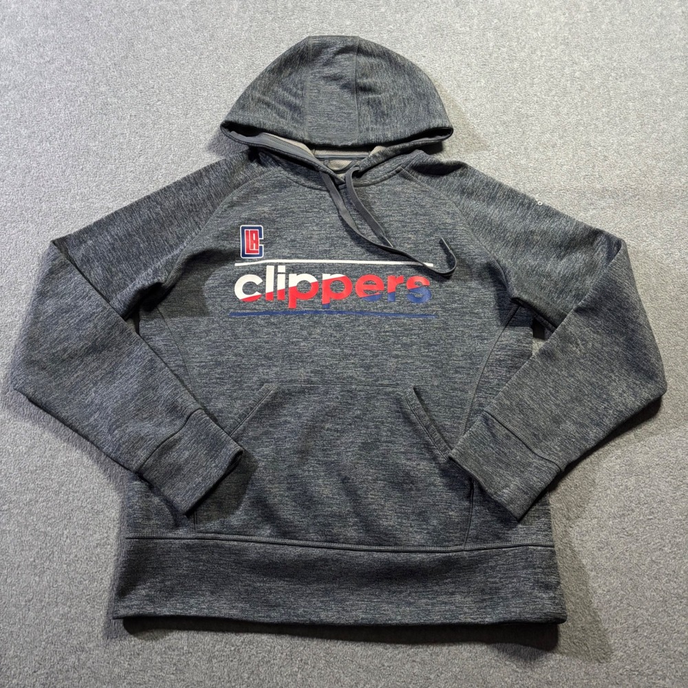 Adidas LA Clippers Hoodie Women Medium Gray NBA Climawarm Fleece Pullover AA4811